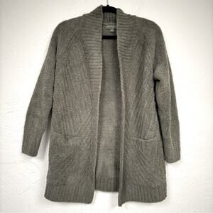 Barefoot Dreams Green Fluffy Cardigan Sweater Womens XS Duster Preppy Cozy Fall